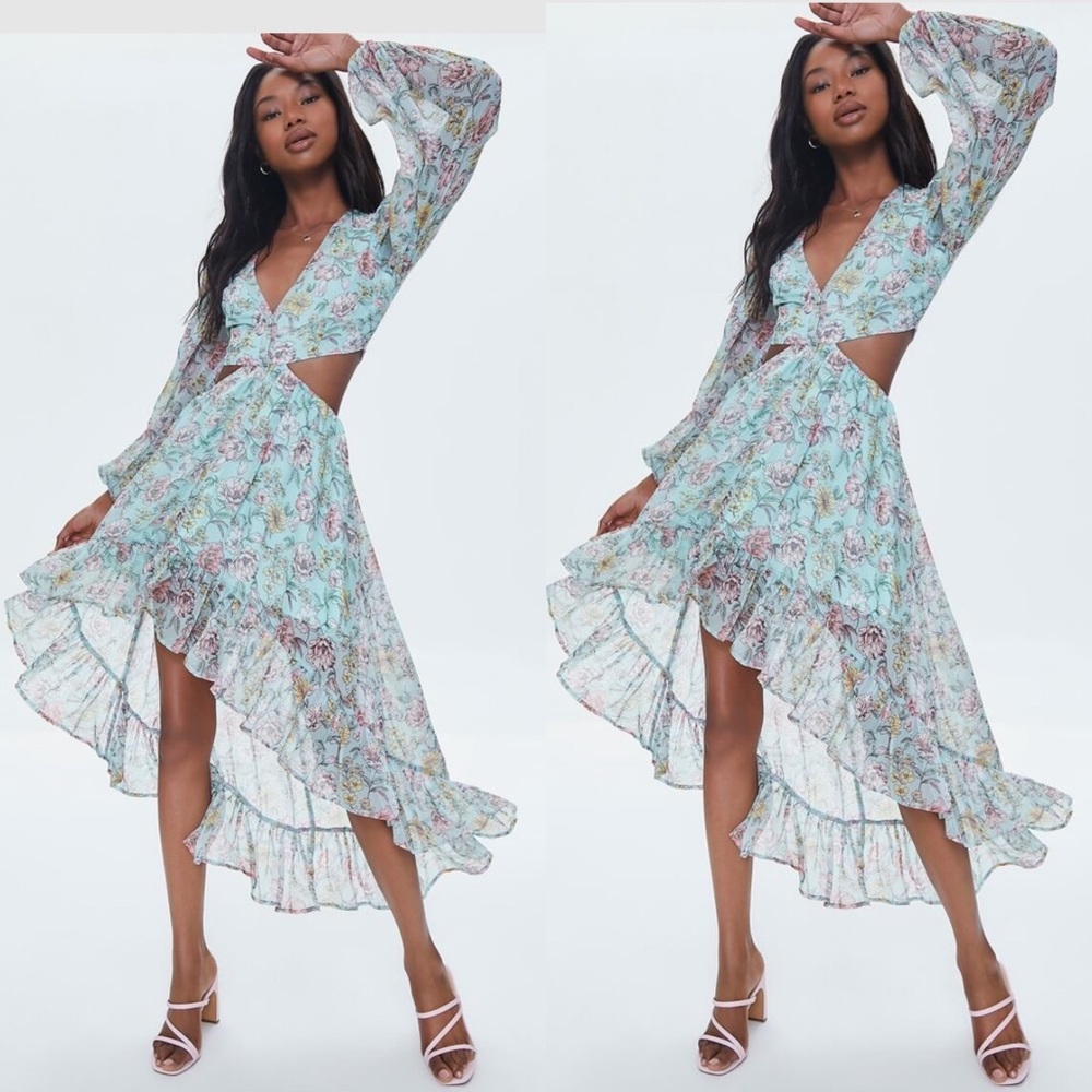 Floral Print High Low Dress